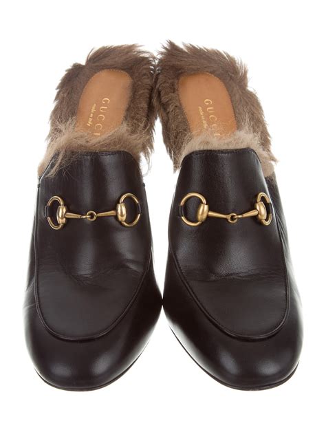 fur sandals gucci|Gucci princetown mules with fur.